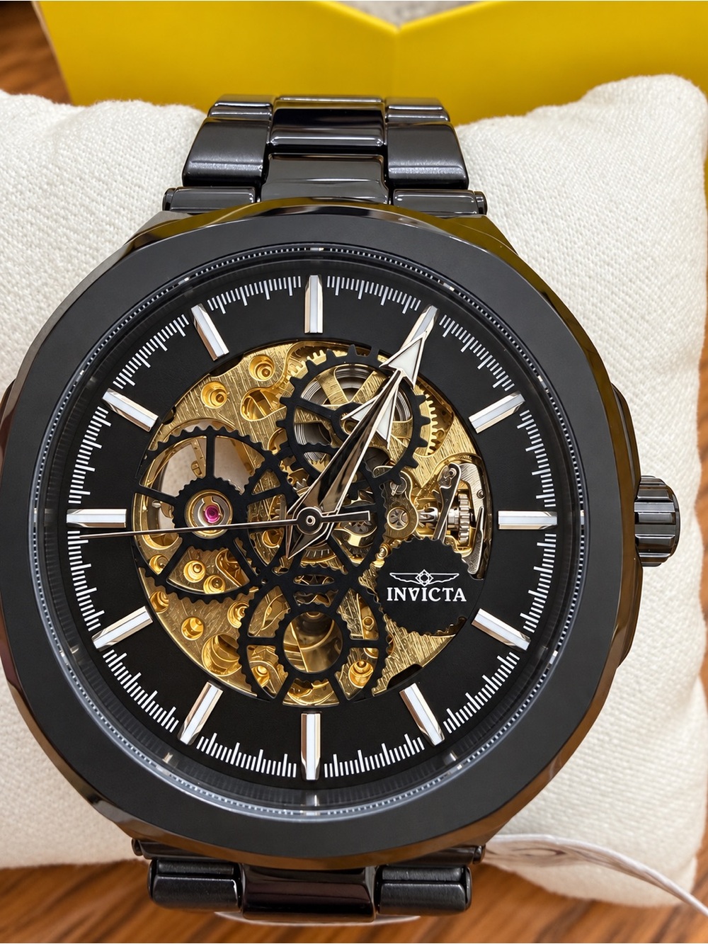 Invicta Objet d Art Automatic Black and Gold Skeleton Watch